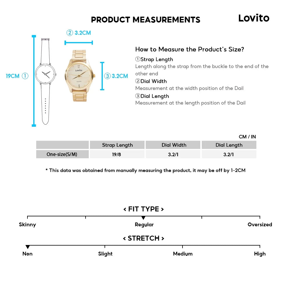 Lovito Relógio de Quartzo com Pulseira de Aço Inoxidável Liso LL4025 (Dourado)