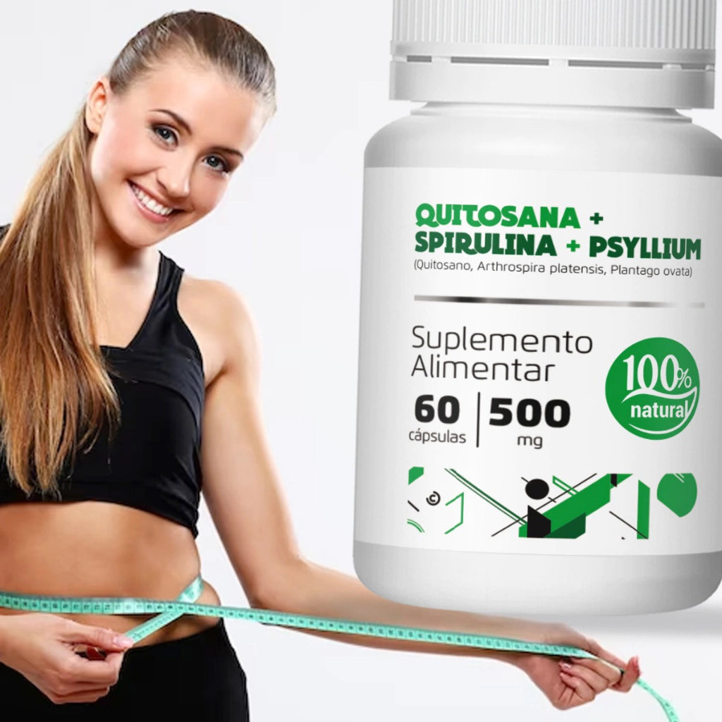 Quitosana Spirulina Psyllium - 60 cápsulas 500mg