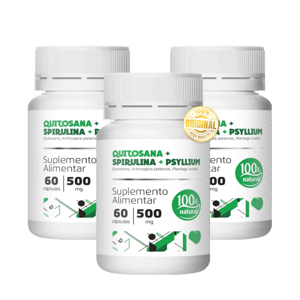 Quitosana Spirulina Psyllium - 60 cápsulas 500mg