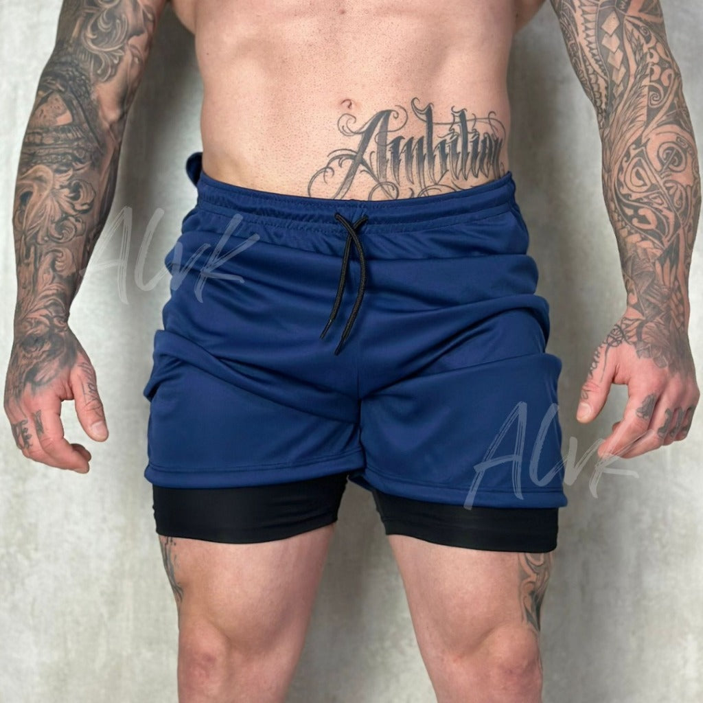 Bermuda 2 Em 1 Short Duplo Esportivo Com Bolso Academia Run