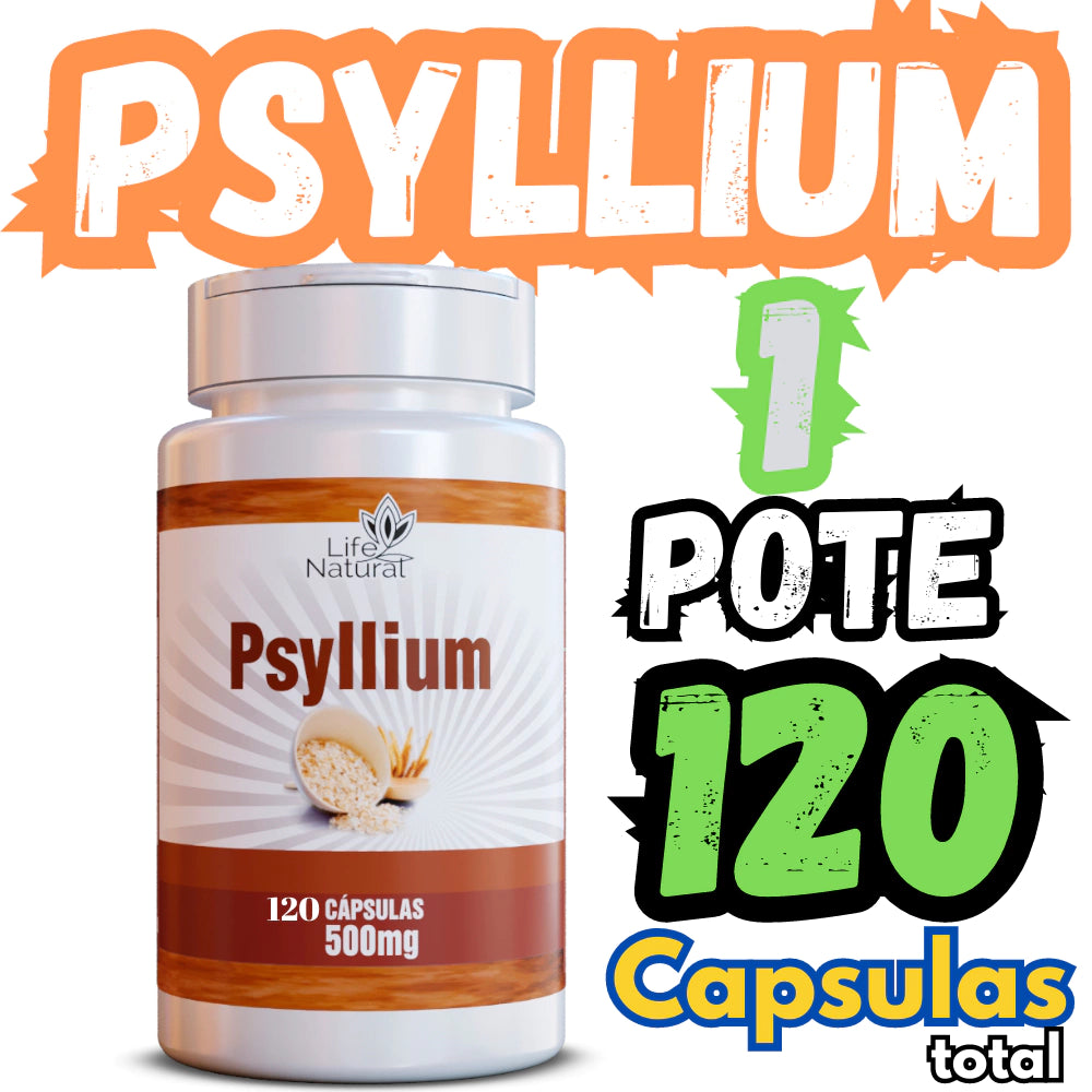 Psyllium 120 Cápsulas - fibra solúvel - 100% natural