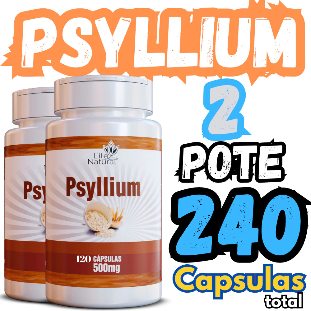 Psyllium 120 Cápsulas - fibra solúvel - 100% natural