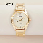 Lovito Relógio de Quartzo com Pulseira de Aço Inoxidável Liso LL4025 (Dourado)